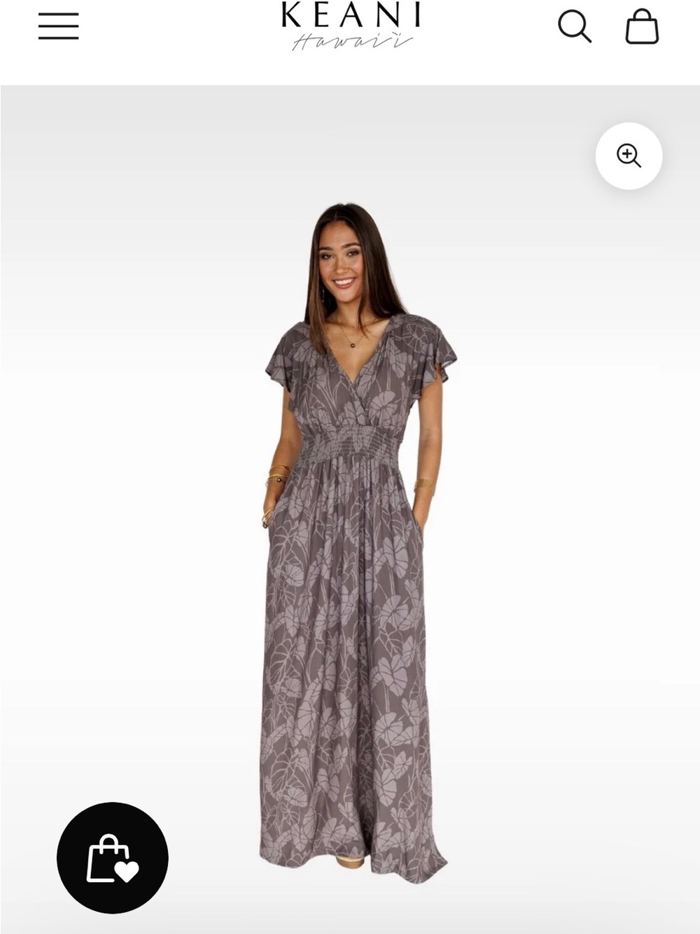 Keani Hawai’i Kalo V-Neck Maxi Dress
